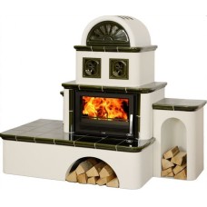 Kachlová pec ABX Oxford s výměníkem 7kW pravá, zelená